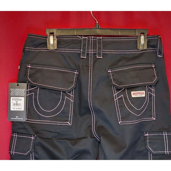 True Religion Women's Military SN Cargo Pants Jet Black Size 28 - Picture 6 of 14